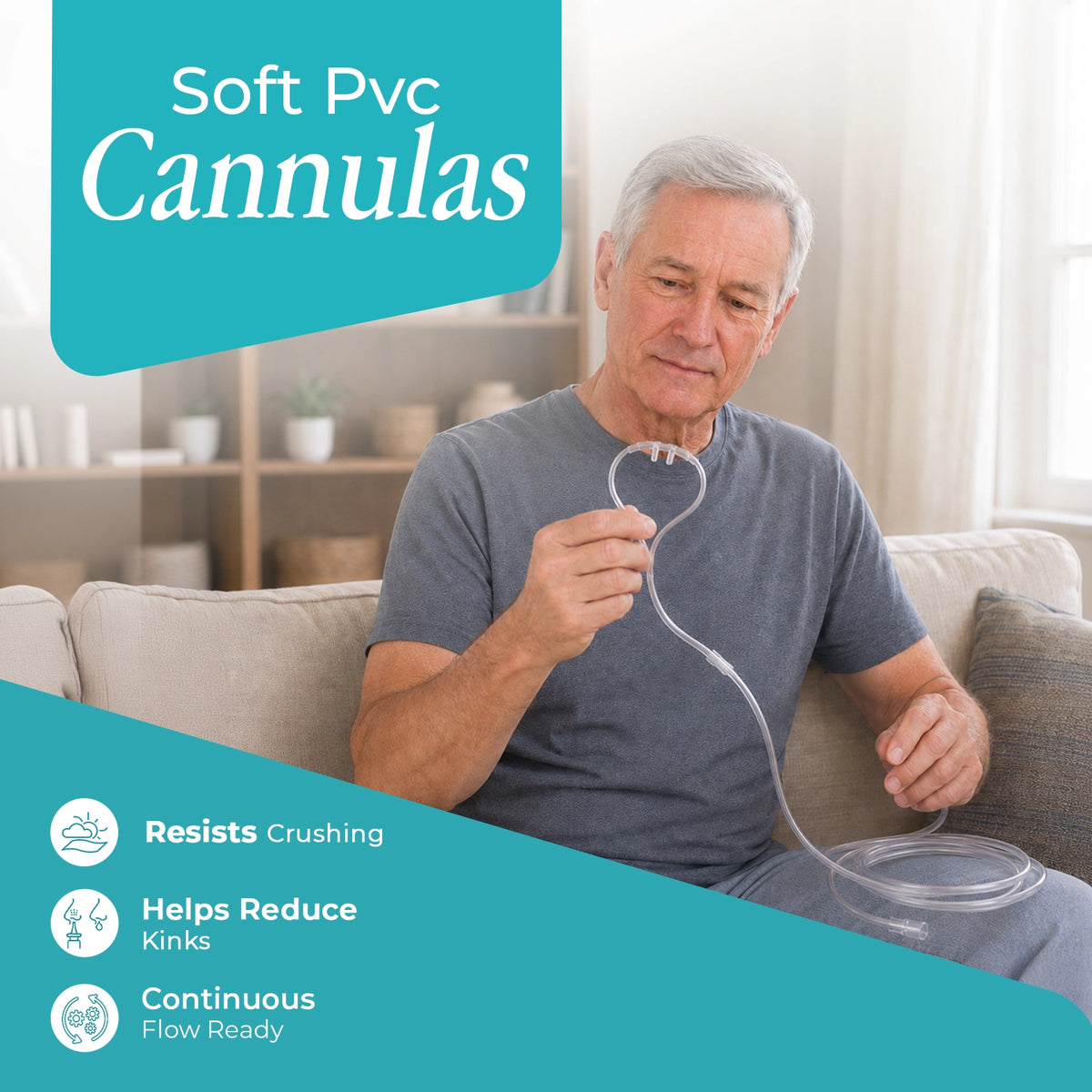 5 Pieces Nasal Cannulas For 1-3L/Min Portable Oxygen Concentrator | Soft PVC Tubing