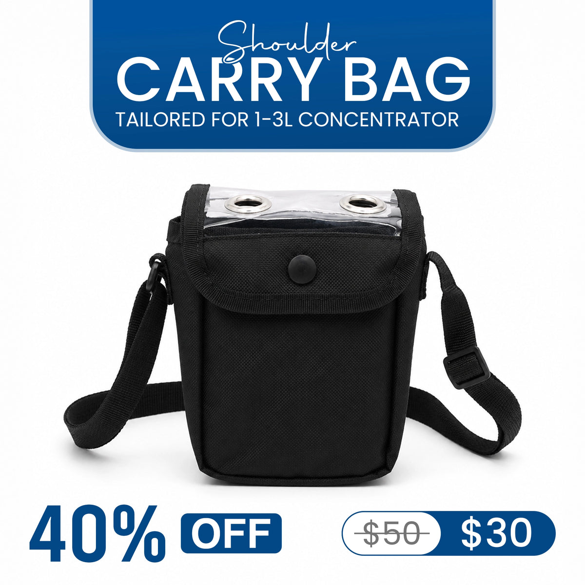 Protective Carry Bag For 1-3L/Min Portable Oxygen Concentrator | Adjustable Shoulder Support