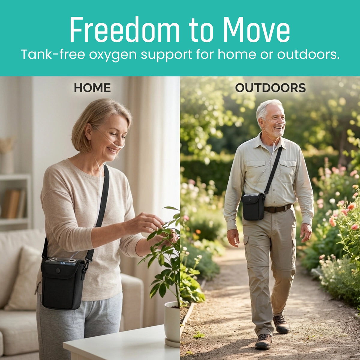 1-3L/Min Portable Oxygen Concentrator | 10-12 Hours Continuous Flow Battery Life | Free Carry Bag