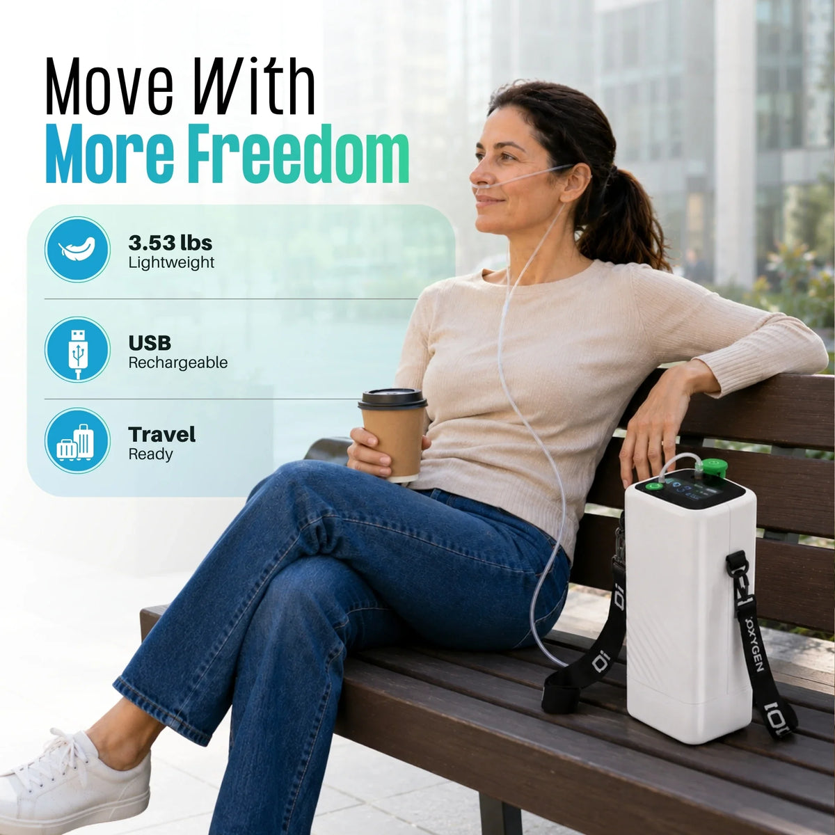 Portable 1-5L  Oxygen Concentrator | 95% Purity, 6600mAh Battery | ≤49dB Quiet | Free US Shipping