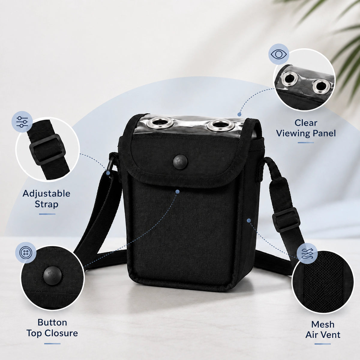 Protective Carry Bag For 1-3L/Min Portable Oxygen Concentrator | Adjustable Shoulder Support
