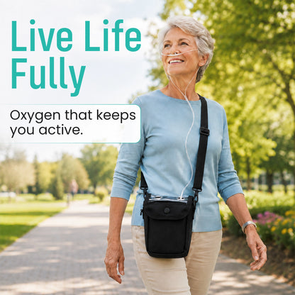 1-3L/Min Portable Oxygen Concentrator | 10-12 Hours Continuous Flow Battery Life | Free Carry Bag