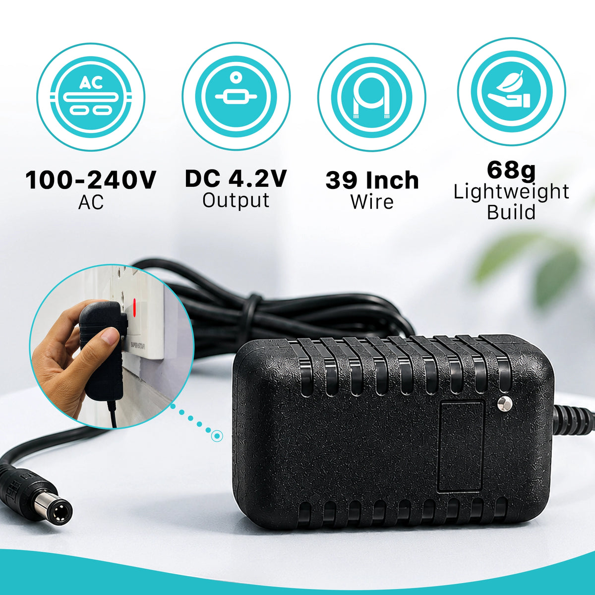 Wall Adapter For 1-3L/Min Portable Oxygen Concentrator | 4.2V Li-ion Charger