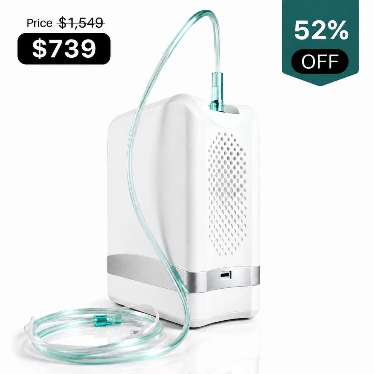 Portable Oxygen Device With Smart Pulse Flow | 1–7L Adjustable Oxygen Output | 85–90% Oxygen Purity