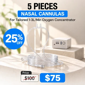 5 Pieces Nasal Cannulas For 1-3L/Min Portable Oxygen Concentrator | Soft PVC Tubing